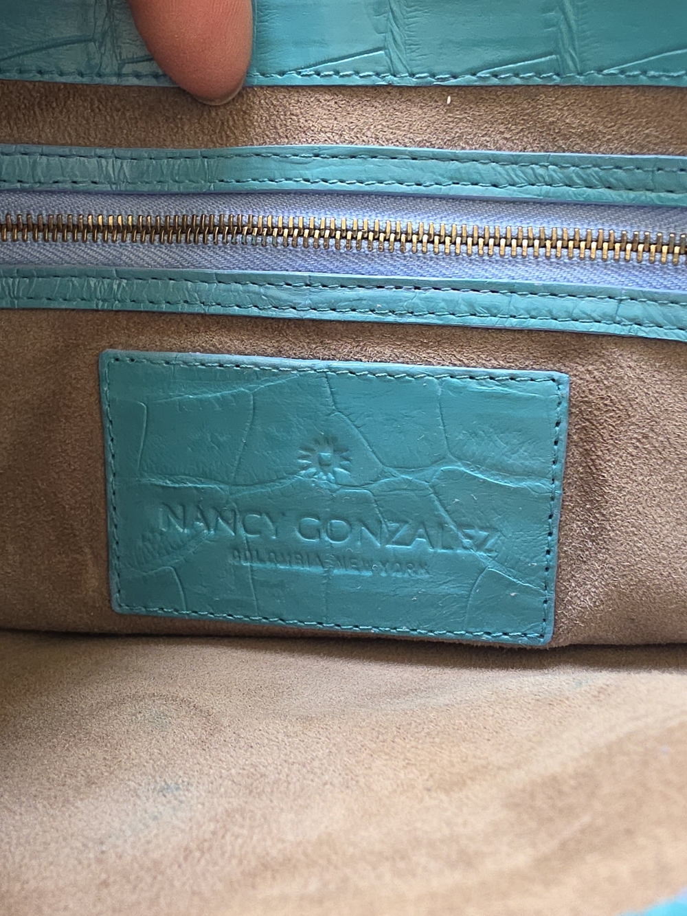 Nancy Gonzalez Turquoise Genuine Crocodile Leather Shoulder Bag Luxurious Purse - Picture 6 of 15
